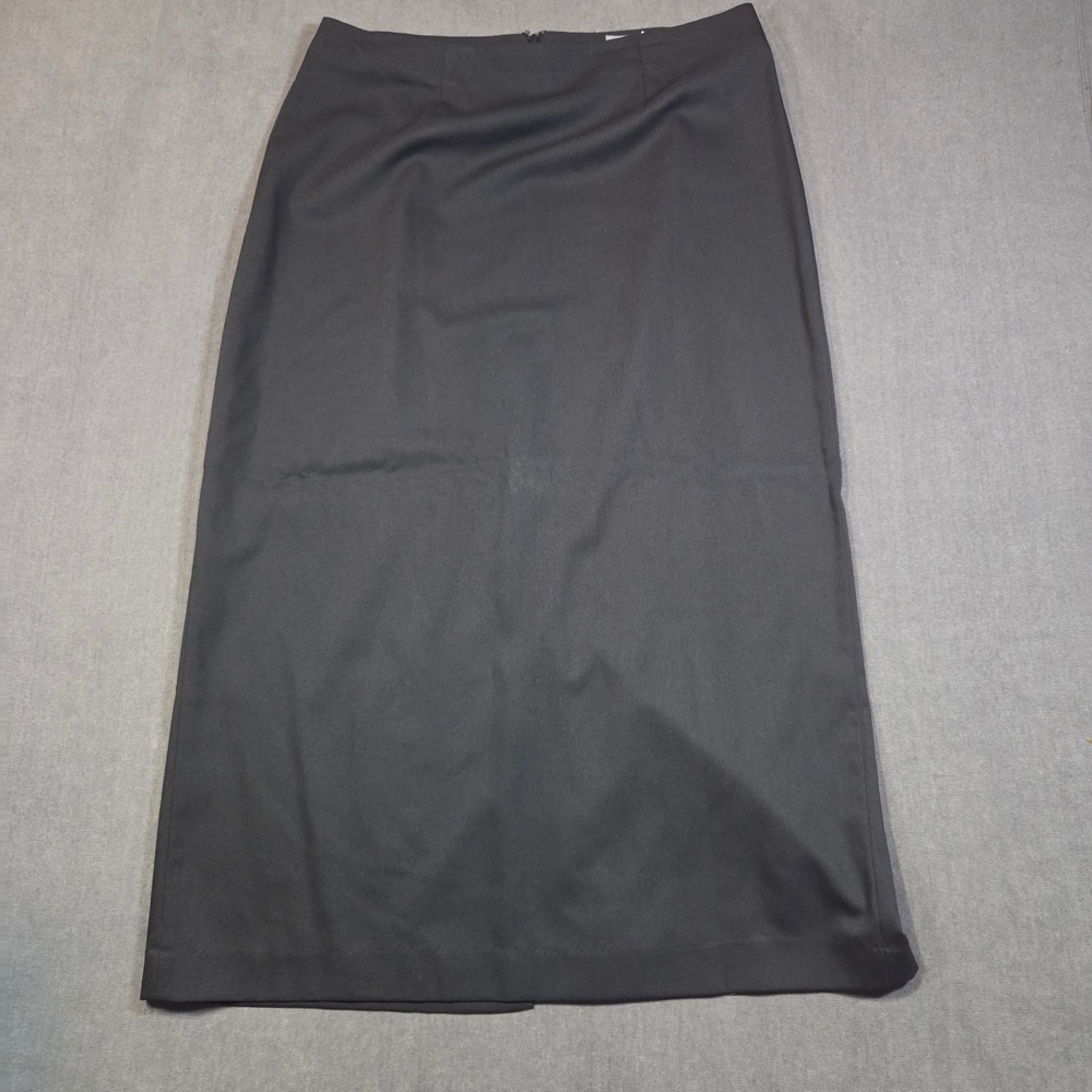Eddie Bauer Maxi Skirt Womens 16 Black Wool Blend Back Slit